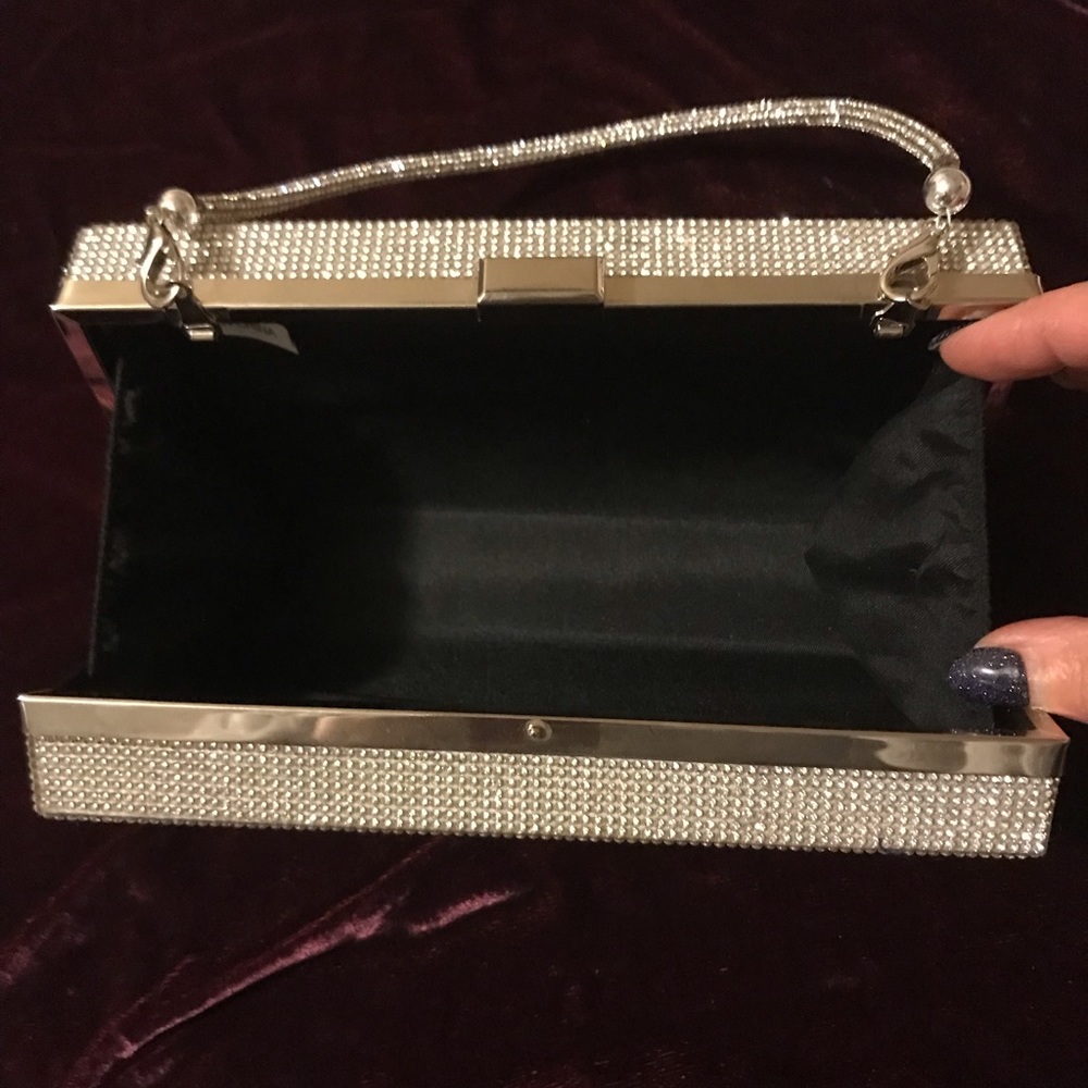 Bling Rectangle Evening Tote Clutch Crossbody Bag - Picture 7 of 10